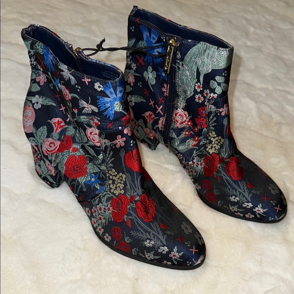 Floral Embroidered Ankle Boots